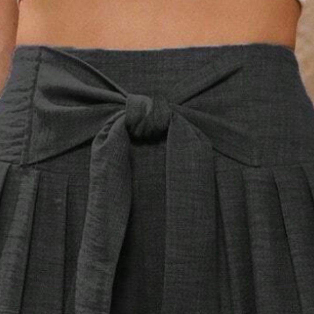 Solid Wide Leg High Waisted Smocked Tie Pants - Picture 6 of 7